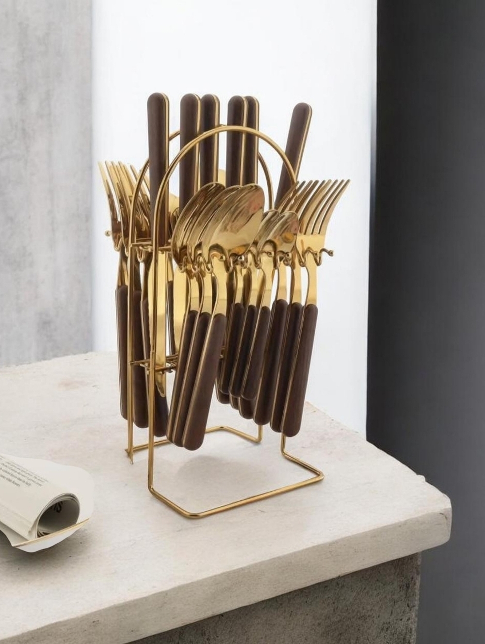 Uniturcky Hanging Flatware Set with Stand - 24PCS Cutlery Set